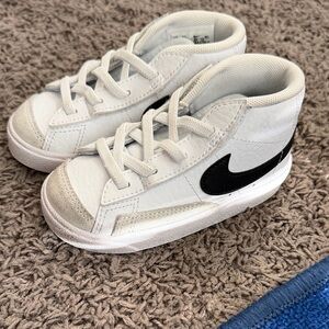 Nike Kids White and Black High-Top Sneakers